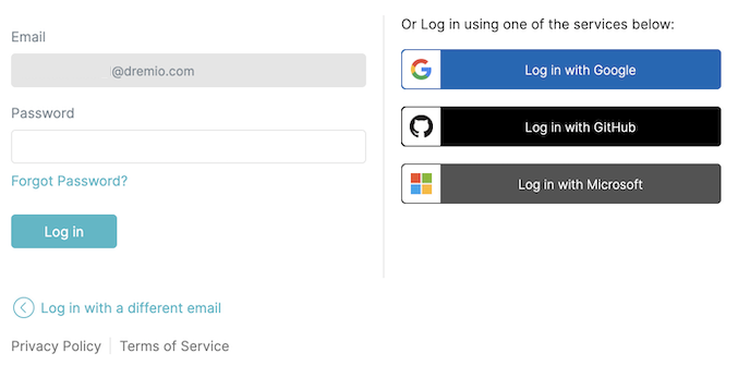 Social login interface