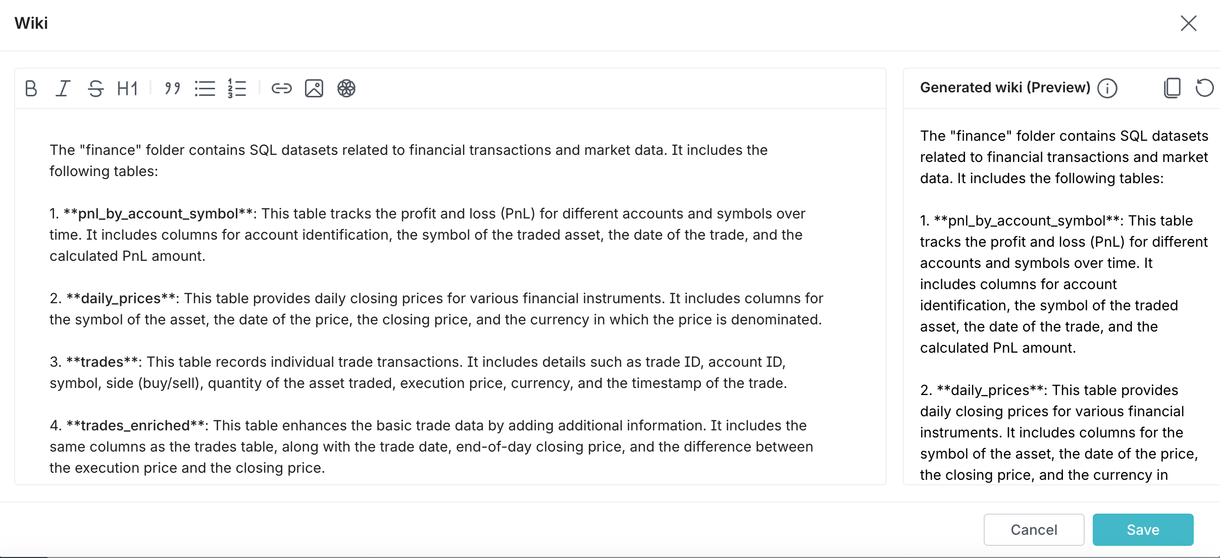 This screenshot is showing how to generate wikis.