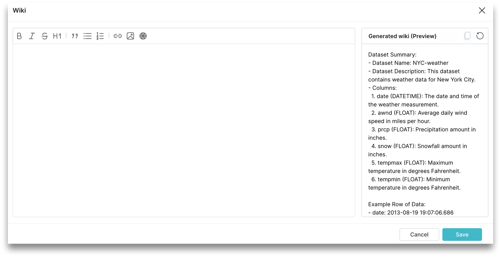 This screenshot is showing how to generate wikis.
