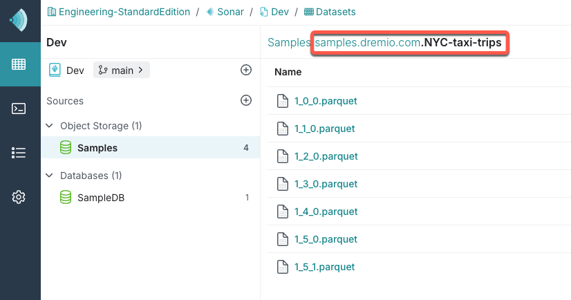 'samples.dremio.com'.'Dremio University'