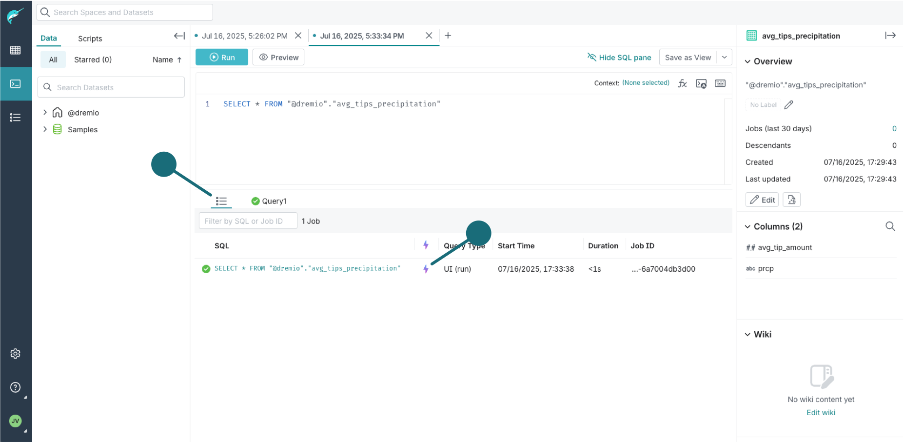 The details of a query showing it was accelerated with a Reflection.